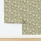 Green Block Print Botanical Flowers Hand Drawn Vines Traditional Bohemian Custom Pre-pasted Wallpaper by Spoonflower Pre-Pasted Wallpaper 2FT Wide
